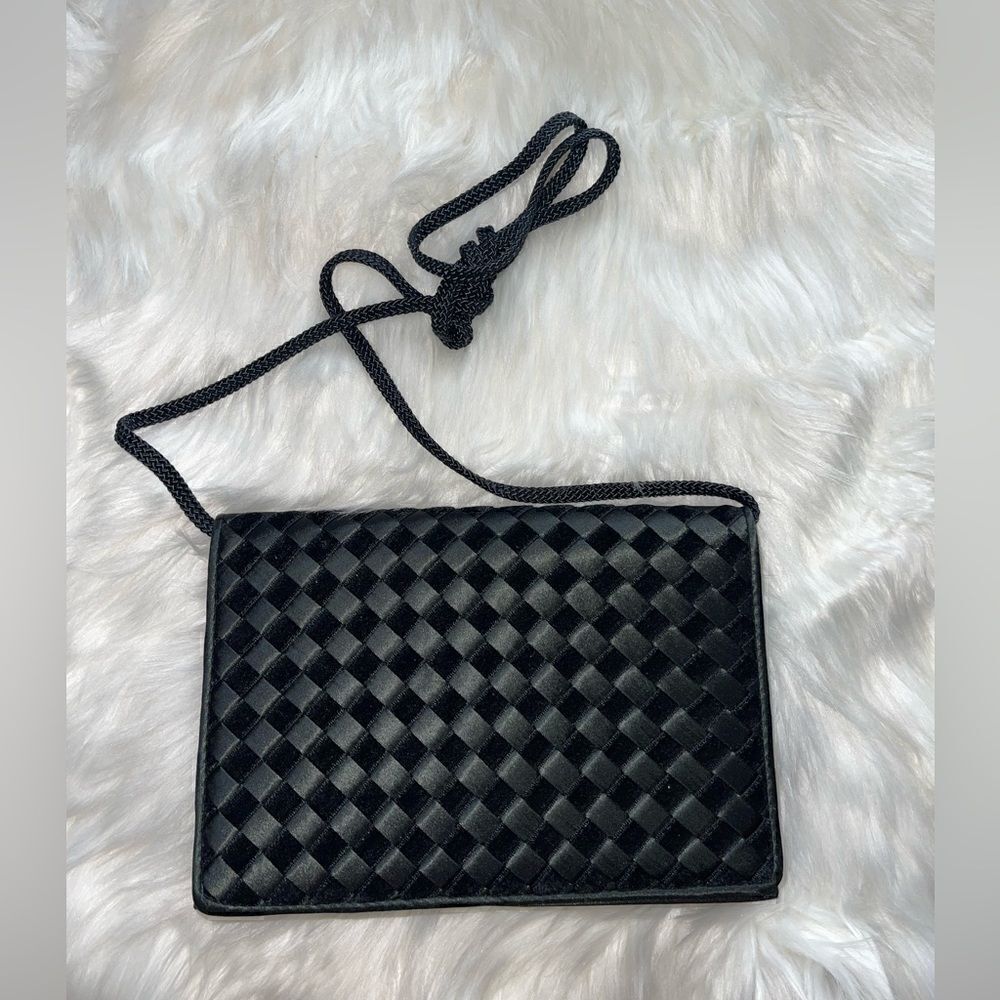 La Regale Black Satin Evening Bag/ Clutch